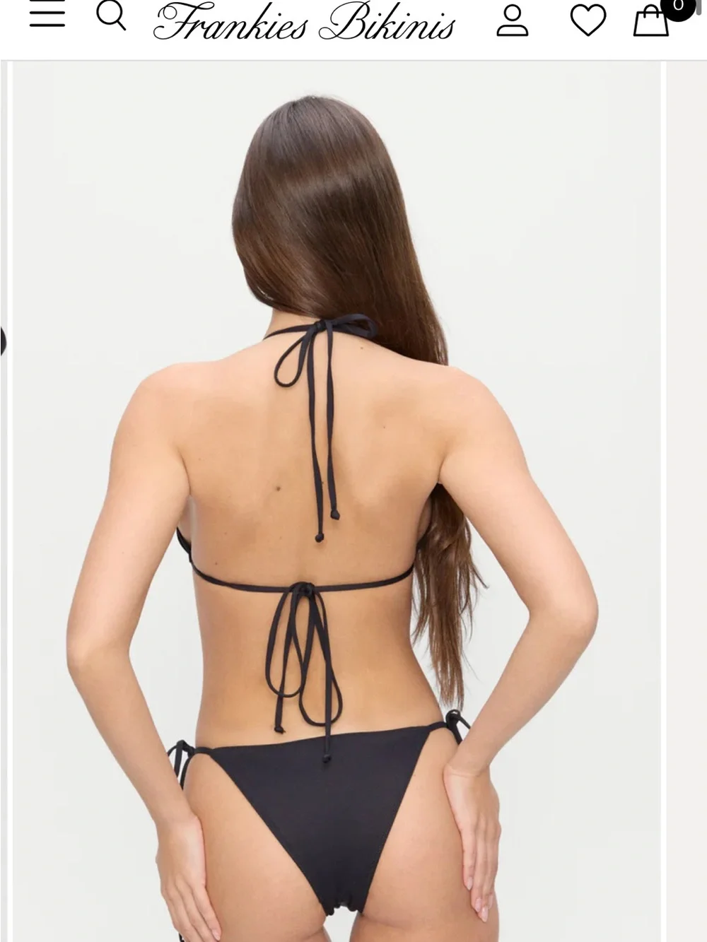Frankie's Bikinis Black Tie-Side Bikini Bottom